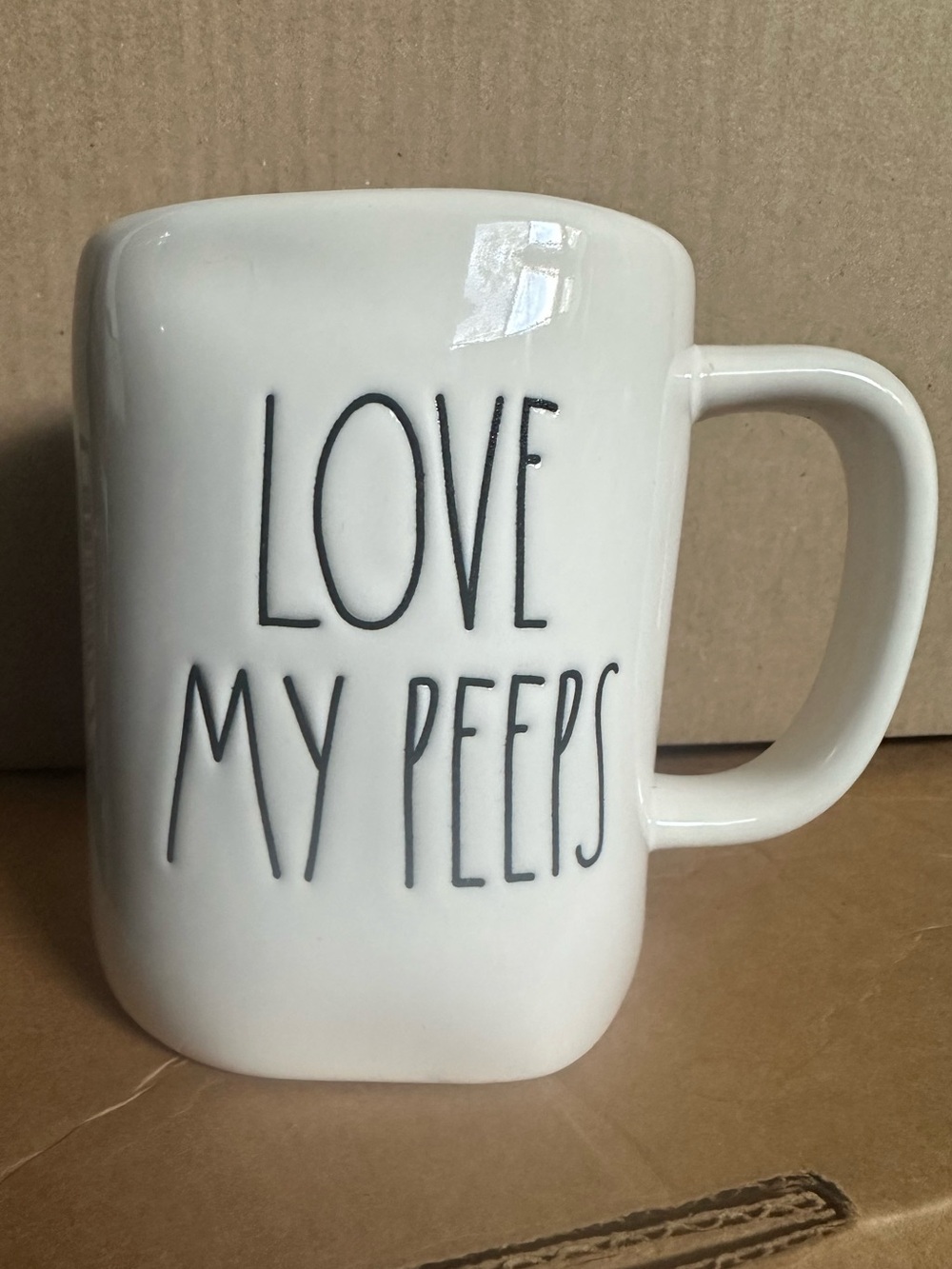 Rae Dunn Love My Peeps Yellow Ivory Oversized Mug